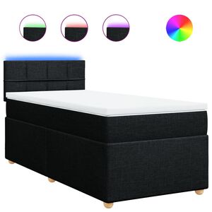 vidaXL Box Spring Bed with Mattress Black King Single Fabric