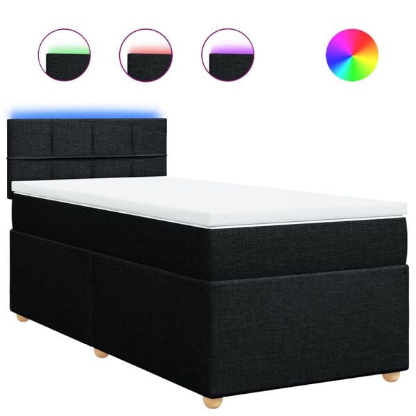 vidaXL Box Spring Bed with Mattress Black King Single Fabric