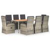 vidaXL 9 Piece Garden Dining Set with Cushions Grey Poly Rattan