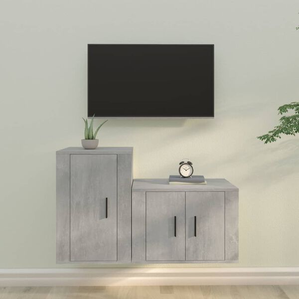 vidaXL 2 Piece TV Cabinet Set Concrete Grey Engineered Wood