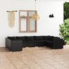 vidaXL 9 Piece Garden Lounge Set with Cushions Poly Rattan Black
