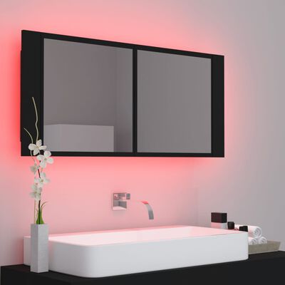 vidaXL LED Bathroom Mirror Cabinet Black 100x12x45 cm