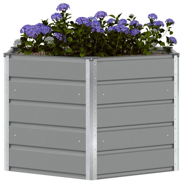 vidaXL Planter Light Grey 129 x 129 x75 cm Steel