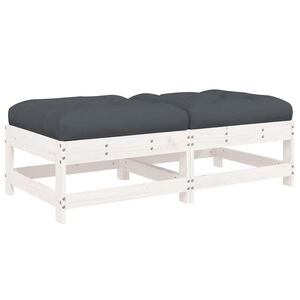 vidaXL Garden Footstools with Cushions 2pcs White Solid Wood Pine