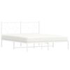 vidaXL Metal Bed Frame without Mattress with Headboard White 150x200cm