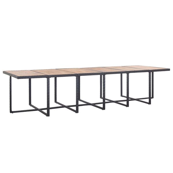 vidaXL 17 Piece Outdoor Dining Set with Cushions Poly Rattan Black