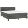 vidaXL Box Spring Bed with Mattress&LED Dark Grey 137x187 cm Double Size Velvet