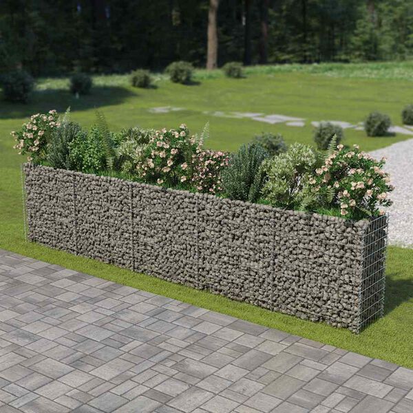 vidaXL Gabion Raised Bed Galvanised Steel 450x50x100 cm