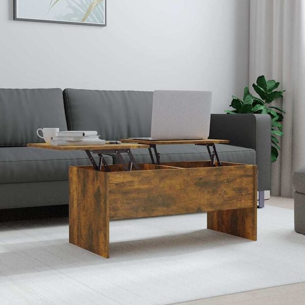 vidaXL Coffee Table Smoked Oak 102x50.5x46.5 cm Engineered Wood