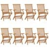vidaXL Folding Chairs 8 pcs Solid Teak Wood