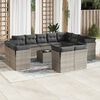 vidaXL 13 Piece Garden Sofa Set with Cushions Grey Poly Rattan