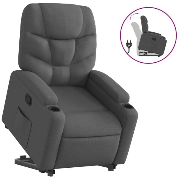 vidaXL Stand up Recliner Chair Dark Grey Fabric