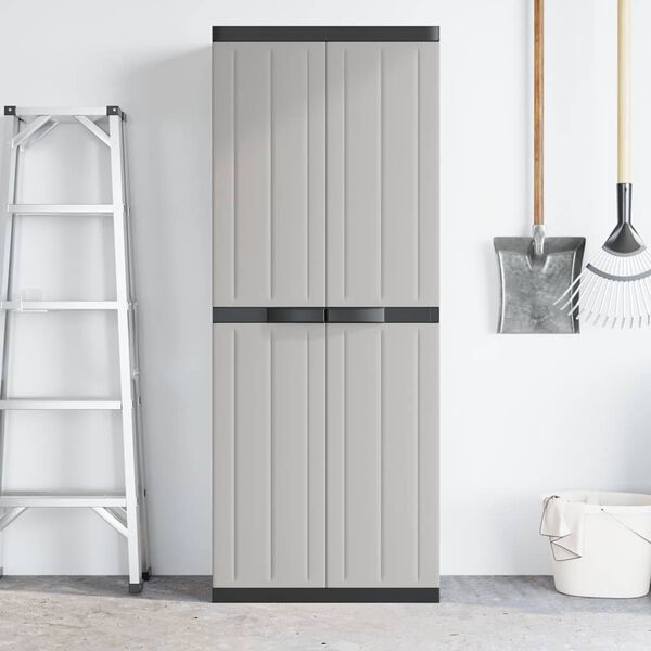 vidaXL Outdoor Storage Cabinet Grey and Black 65x37x165 cm PP