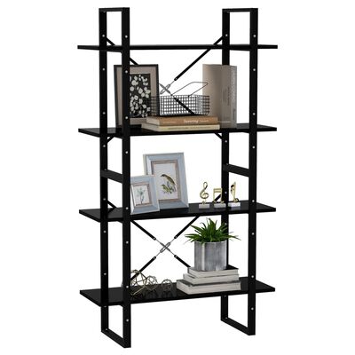 vidaXL 4-Tier Book Cabinet Black 80x30x140 cm Engineered Wood