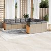 vidaXL 11 Piece Garden Sofa Set with Cushions Beige Poly Rattan