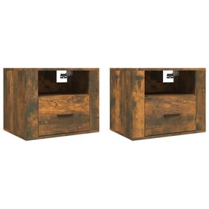 vidaXL Wall-mounted Bedside Cabinets 2 pcs Smoked Oak 50x36x40 cm