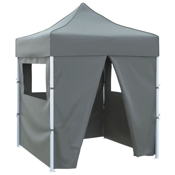 vidaXL Professional Folding Party Tent with 4 Sidewalls 2x2 m Steel Anthracite