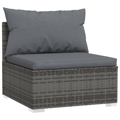 vidaXL 4-Seater Sofa with Cushions Grey Poly Rattan