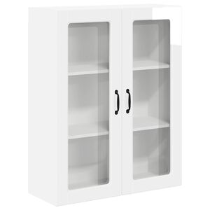 vidaXL Wall Glass Cabinet LUCCA High Gloss White 80 x 31 x 100 cm