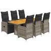 vidaXL 7 Piece Garden Bistro Set with Cushions Grey Poly Rattan