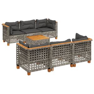 vidaXL 8 Piece Garden Sofa Set with Cushions Grey Poly Rattan