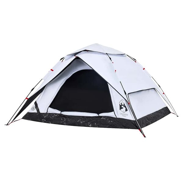 vidaXL Camping Tent Dome 4-Person White Blackout Fabric Quick Release