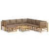vidaXL 9 Piece Garden Lounge Set with Taupe Cushions Bamboo