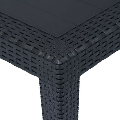 vidaXL Garden Table Anthracite 150x90x72 cm Plastic Rattan Look