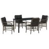 vidaXL Garden Dining Set 5 pcs Grey Poly Rattan