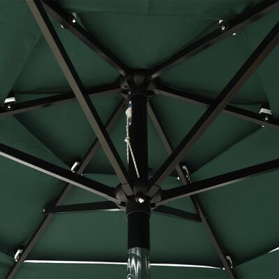 vidaXL 3-Tier Parasol with Aluminium Pole Green 2 m
