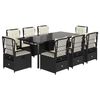 vidaXL 9 Piece Garden Dining Set with Cushions Black Poly Rattan