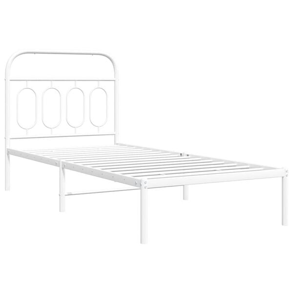 vidaXL Metal Bed Frame without Mattress with Headboard White 90x190cm