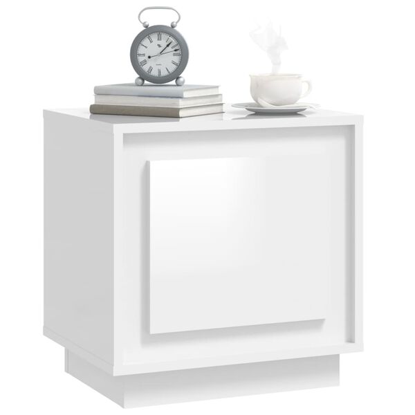vidaXL Bedside Cabinet High Gloss White 44x35x45 cm Engineered Wood