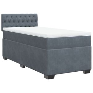 vidaXL Box Spring Bed with Mattress Dark Grey King Single Fabric
