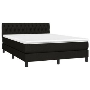 vidaXL Box Spring Bed with Mattress Black 153x203 cm Queen Size Fabric