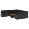 vidaXL 12 Piece Garden Sofa Set with Cushions Black Poly Rattan
