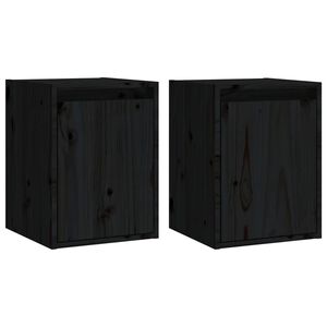 vidaXL Wall Cabinets 2pcs Black 30x30x40 cm Solid Wood Pine