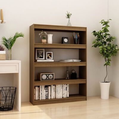 vidaXL Book Cabinet/Room Divider Honey Brown 100x30x135.5 cm Solid Pinewood