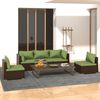 vidaXL 5 Piece Garden Lounge Set with Cushions Poly Rattan Brown