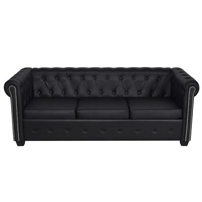 vidaXL Chesterfield 2-Seater and 3-Seater Artificial Leather Black