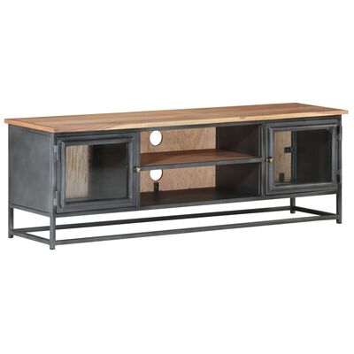 vidaXL TV Cabinet Grey 120x30x40 cm Solid Acacia Wood and Steel