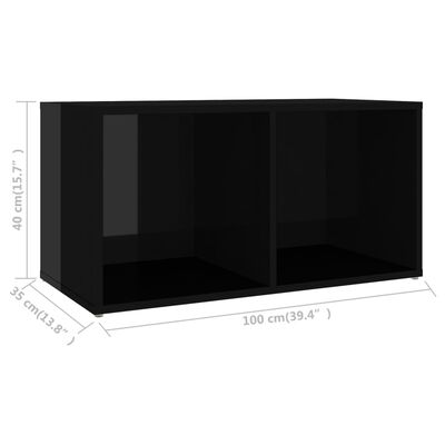 vidaXL TV Cabinet High Gloss Black 72x35x36.5 cm Engineered Wood