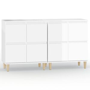 vidaXL Sideboards 2 pcs High Gloss White 60x35x70 cm Engineered Wood