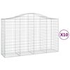 vidaXL Arched Gabion Baskets 10 pcs 200x50x120/140 cm Galvanised Iron