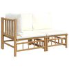 vidaXL 2 Piece Garden Lounge Set with Cream White Cushions Bamboo
