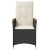 vidaXL Reclining Garden Chair with Cushions Black Poly Rattan