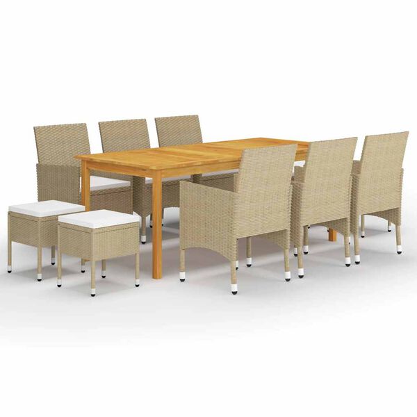 vidaXL 11 Piece Garden Dining Set Beige