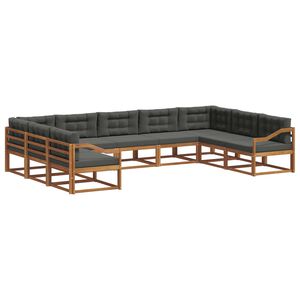 vidaXL Outdoor Sofa Set 9 pcs Natural and Anthracite