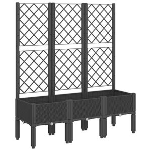 vidaXL Garden Planter with Trellis Black 120x40x142 cm PP