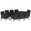 vidaXL Garden Dining Set 9 pcs Black Poly Rattan